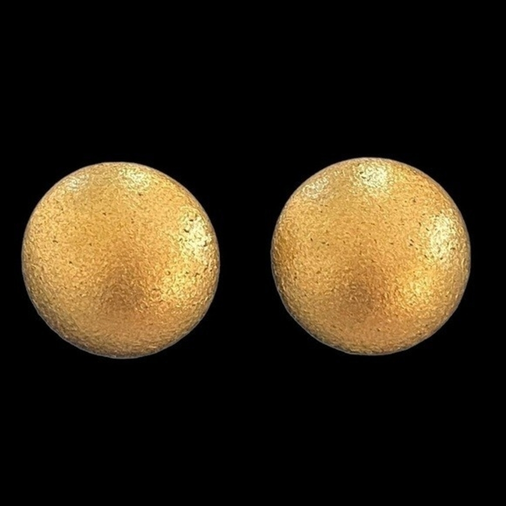Vintage 1960s Satin Gold Button Clip On Earrings 1.25" Non Pierced Costume